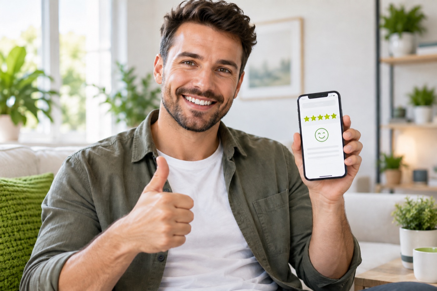 Illustration of a customer reading a service review
