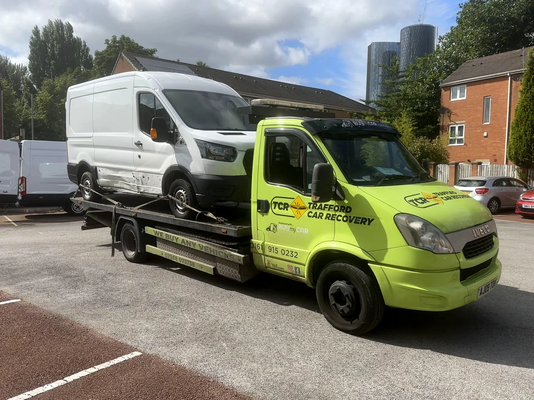 A van collected in Moss Side, Manchester, and delivered to Denton.