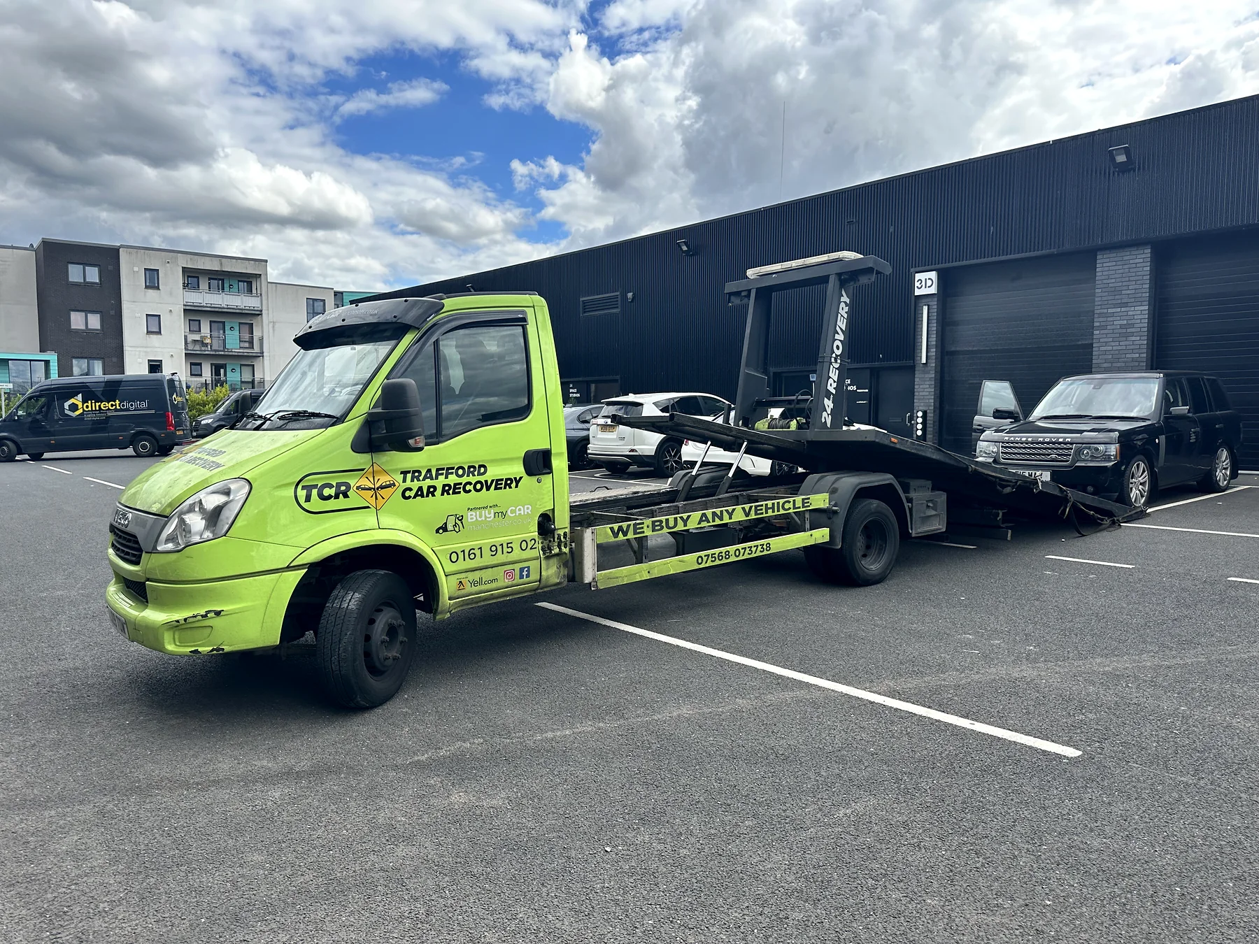 A vehicle collected in Longsight and delivered to Land Ranger in Stockport.