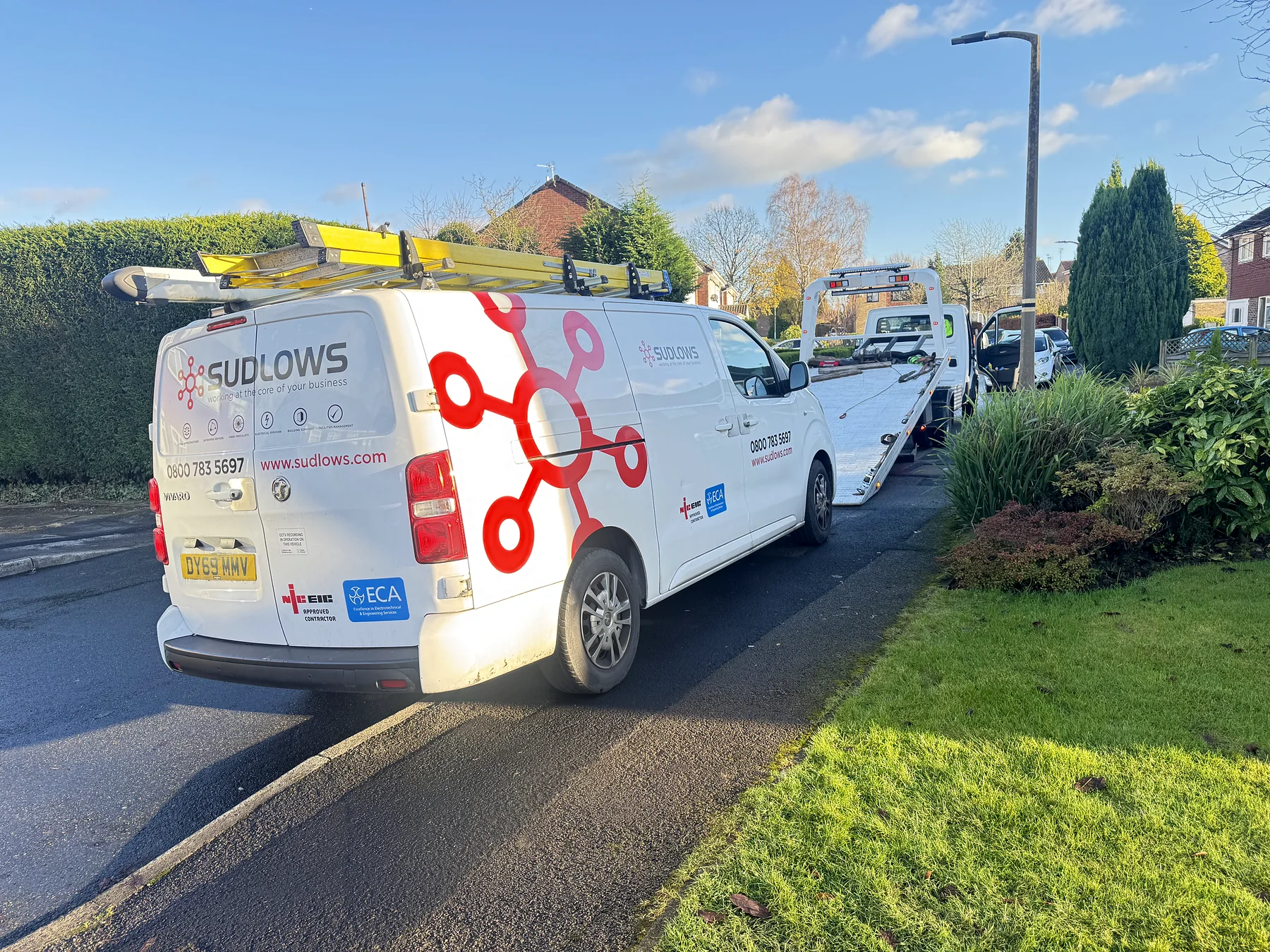Commercial service van positioned for collection