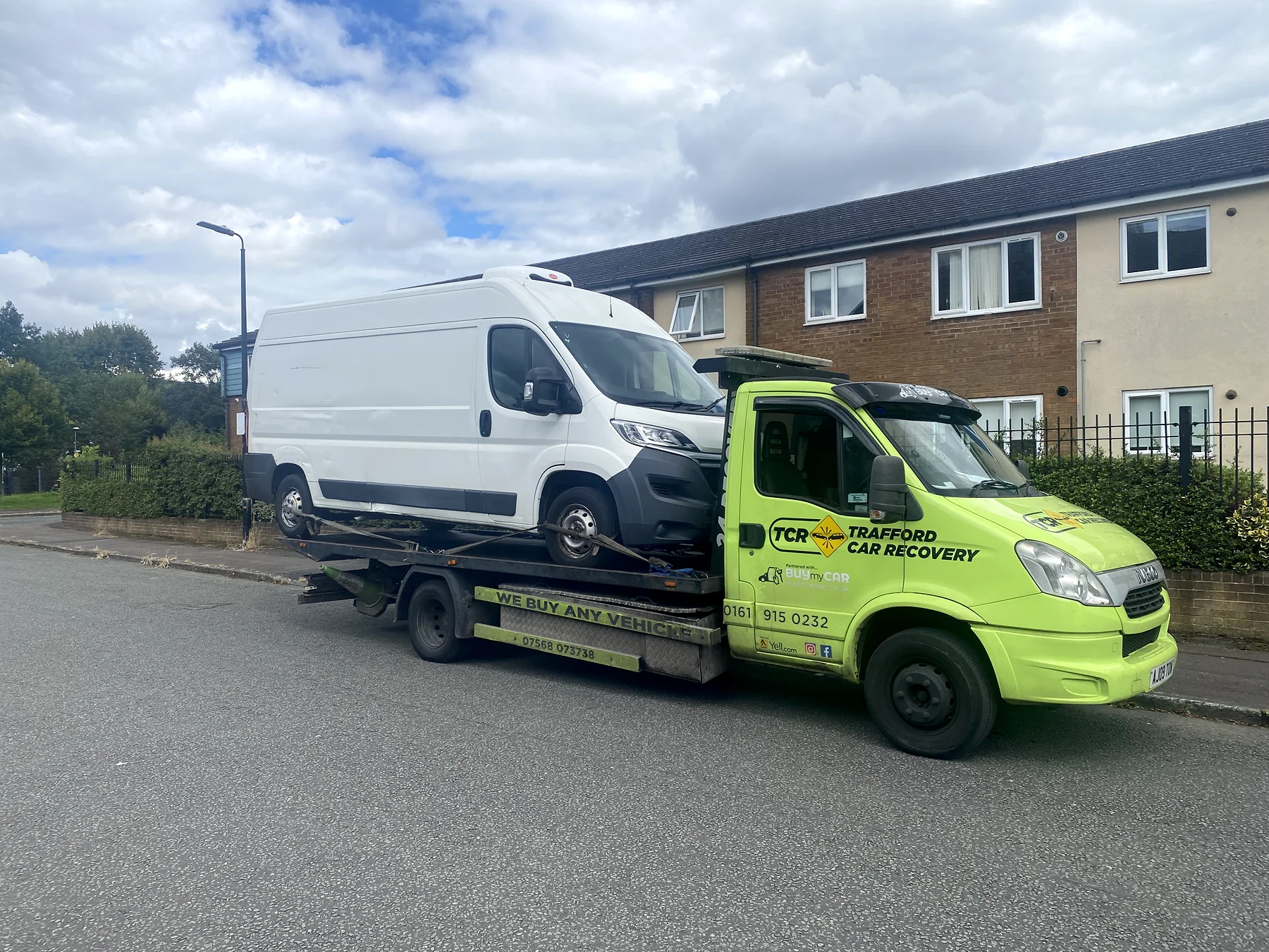 A van collected in Manchester and transported to a garage in the surrounding area.